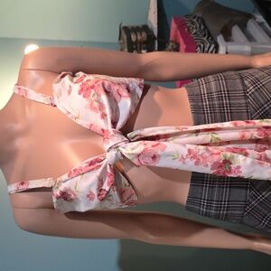 Floral Wrap Tie-Front Crop Top
